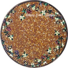 76.2cm Marbre Café Table Top Mosaïque Incrustation D Pietradura Handmade Travail