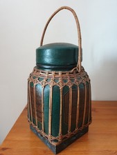 Grand panier à riz ancien Thaïlandais en bois et bambou 19x33 cm