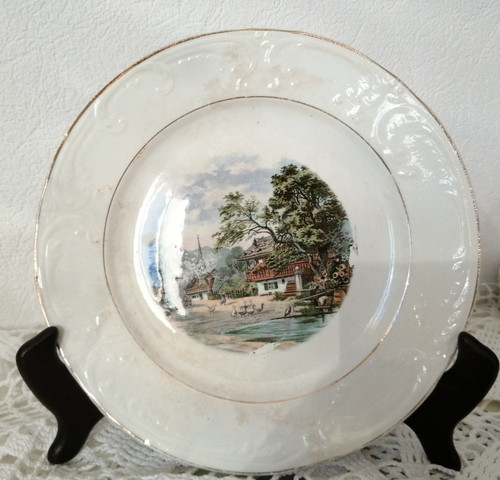 Assiette très ancienne terre - assiette,