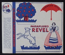 Découpage publicitaire Parapluie REVEL Il pleut il pleut bergère