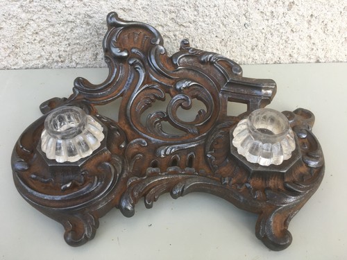 Ancien encrier double fonte - double, en