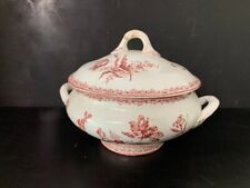 Ancienne Soupière Faïence Sarreguemines Modèle FONTANGE Couleur Rouge