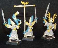 3 Hauts Elfes Etat Major Peint / Warhammer / Métal / Citadel 1992 !!!