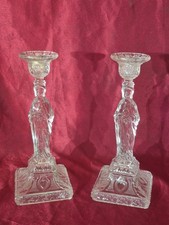 Paire Bougeoirs en Verre