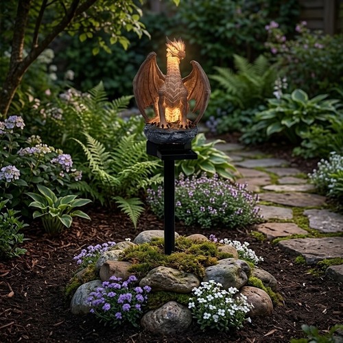 Lampe dragon résine - lampe, 41cm