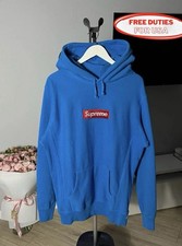 Sweat à capuche bleu Supreme Red Box Logo pour homme - taille XL 100 % coton