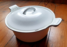 Ancienne terrine cocotte en fonte N18 Cousances, émaillée blanche