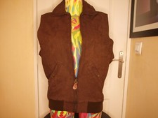 GILET CUIR VINTAGE TIMBERLAND EN CUIR TYPE VELOUR MARRON TAILLE M/L