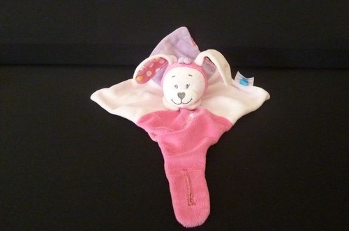 Doudou lapin attache tetine - lapin,