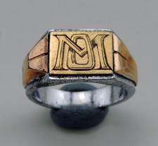Art Deco bague chavalière en