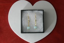 Beau Plaqué Or Boucles D'Oreilles avec Bleu Opaline 2.7 Gr. 3.2 CM Long + Hooks