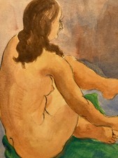Beau Dessin Femme Nue Gouache