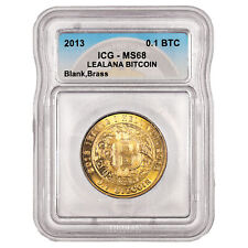 Jeton cryptomonnaie - Bitcoin - 2013 Lealana 0.1 BTC - ICG MS 68 - Laiton