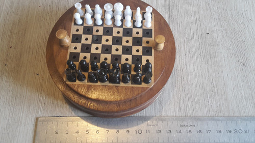 Echecs boite bois ronde d - boite,