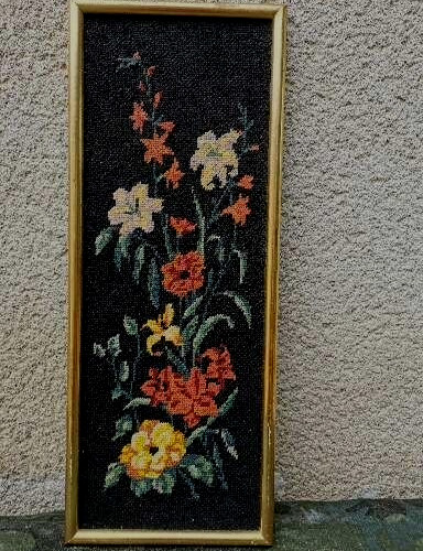 Tapisserie canevas fleur fait - tapisserie,