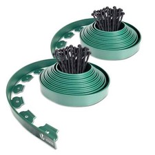 VOUNOT Bordure de jardin plastique flexible 20m avec piquets vert