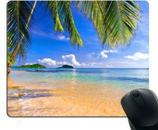 Gaming Mouse Pad Shore Palms Tropical Beach Oblong Shaped Mouse