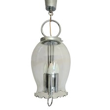 LUSTRE SUSPENSION VINTAGE EN METAL CHROME ET VERRE SOUFFLE MURANO ?? 70'S 