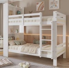 Lit Superposé Mezzanine Enfant 90x200 140x200 2 Places Blanc Massif Homestyle4u