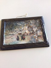 Tableau Émail De Limoges Paysage De Noël Signé Meizau