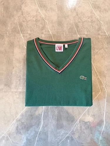 Pull lacoste col - v,, vert