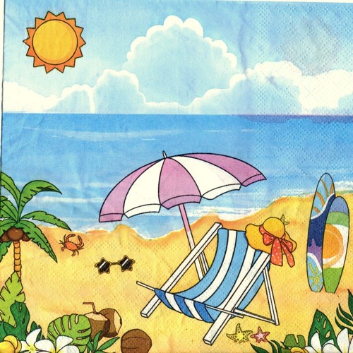 Serviettes papier vacances - en,