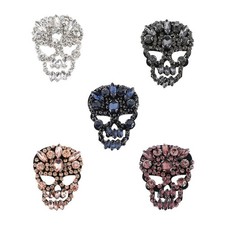 Patch tête de mort en cristal thermocollant ou à coudre, motif strass,