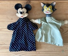 Ancienne Marionnettes Walt Disney  Mickey et Figaro le Chat Années 50