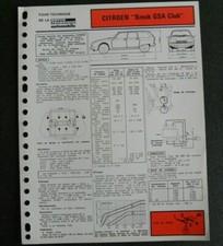 Fiche technique automobile CITROEN break GSA Club