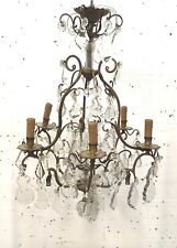Lustre cage en bronze et pendeloques Lustre de style Louis XV Luminaire