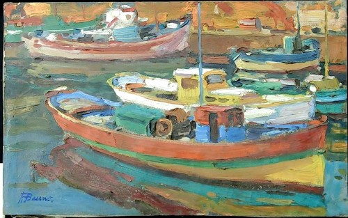 Tableau huile paysage marin - tableau,