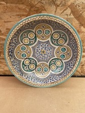 Ancien Plat Service Couscous Faïence Polychrome Maroc XIXÈME #B085