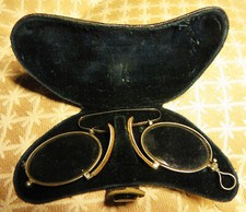 LORGNONS anciens MONTURE ACIER années 1900 ETUI CUIR NOIR