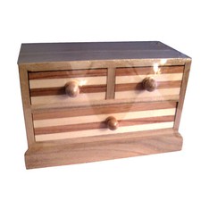 PETITE COMMODE A BIJOUX EN BOIS BRUT 3 TIROIRS 17cm x 9cm x 10,5cm NEUVE