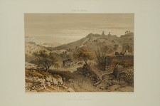 Lithographie couleur originale La Turbie Monaco  Alpes Maritimes