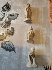 lot de 3 anciens santons de Provence en argile brut robert MAURIN à AUBAGNE