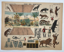 Cage Dompteurs CIRQUE Gravure IMAGERIE EPINAL Pellerin ANIMAUX Lion Singe XIX°