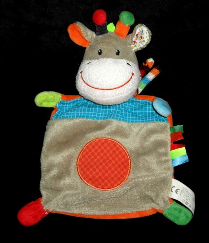 Doudou plat girafe vache gris - doudou,