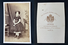 Démée, Paris, fillette  Vintage cdv albumen print. CDV, tirage album