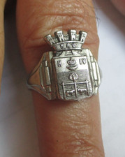 Bague chevalière taille 60 couleur argent blason PAU Henri IV bijou vintage 12A
