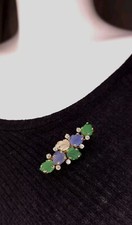 fabuleuse Christian DIOR vintage BROCHE feuilles en verre et cristaux 1970 signé