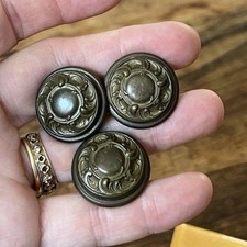Vintage French drawer pulls 3 antique brass Provincial Door Dresser round 1” Set