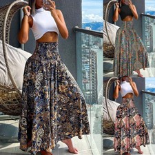 Jupe Longue Bohème Froissée Pour Femme Ethnique Légère Imprimée Longue Été /