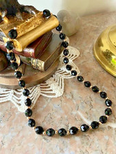Collier perles jais noir