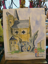 "Aquarelle Montigny les Metz St Joseph  A Simon 1926-2014 1998 Artiste Lorrain"