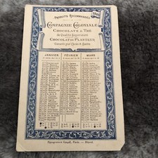 CHROMO CHOCOLAT DU PLANTEUR COLLECTION COMPAGNIE COLONIALE CALENDRIER 1900