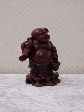NTdVES - Bouddha Rieur Figurine En Résine Rouge Vintage - 10 Cm