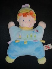 doudou peluche semi plat garçon bleu avion maison arbre NICOTOY 27cm (2 dispo)