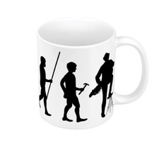 Tasse Céramique Mug Histoire de l'humanité - Evolution Vielle à Roue Musique