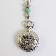 Carolyn Pollack Argent Sterling Turquoise Pendentif Montre Collier 26 " Réglable